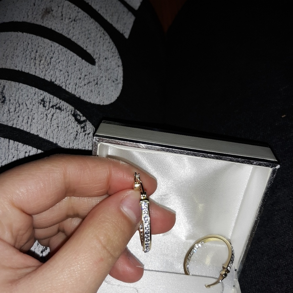 10K gold ,crystal hoop earings